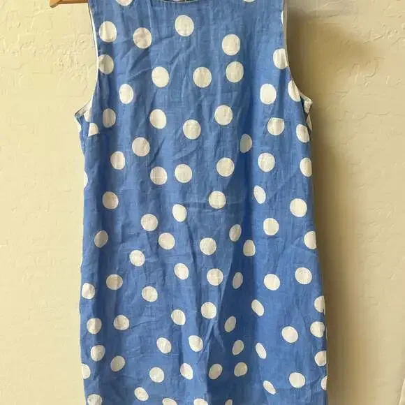 Island Company Women's Blue/white Dot Classic Shift Dress Sleeveless Size Small - Picture 2 of 10